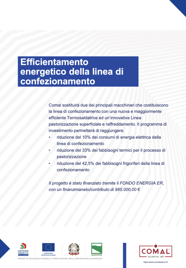 efficientamento energetico della linea di confezionamento