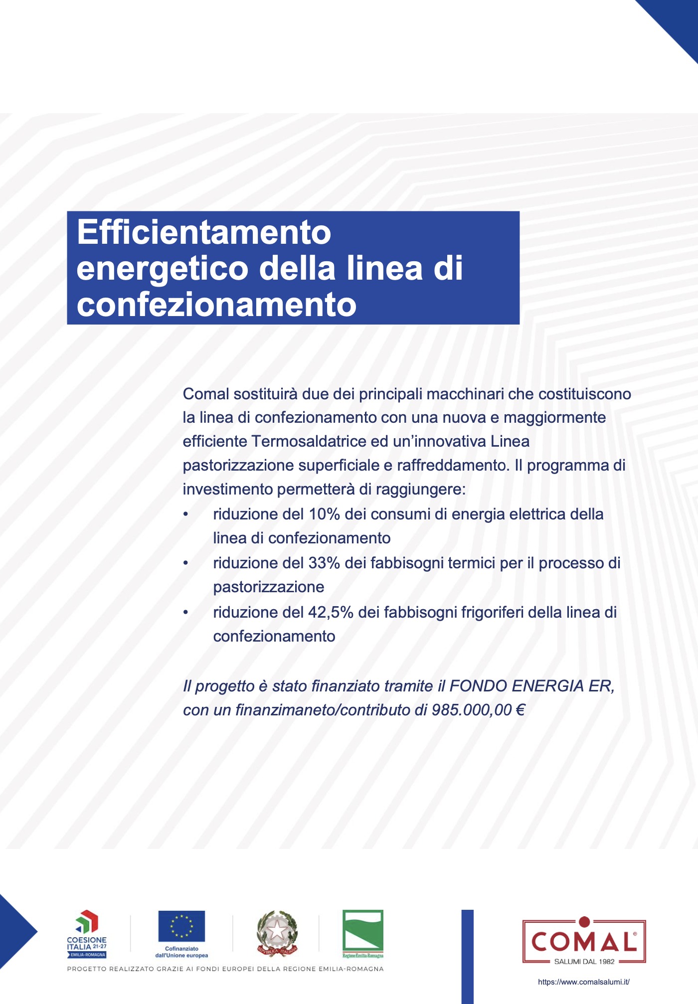 efficientamento energetico della linea di confezionamento